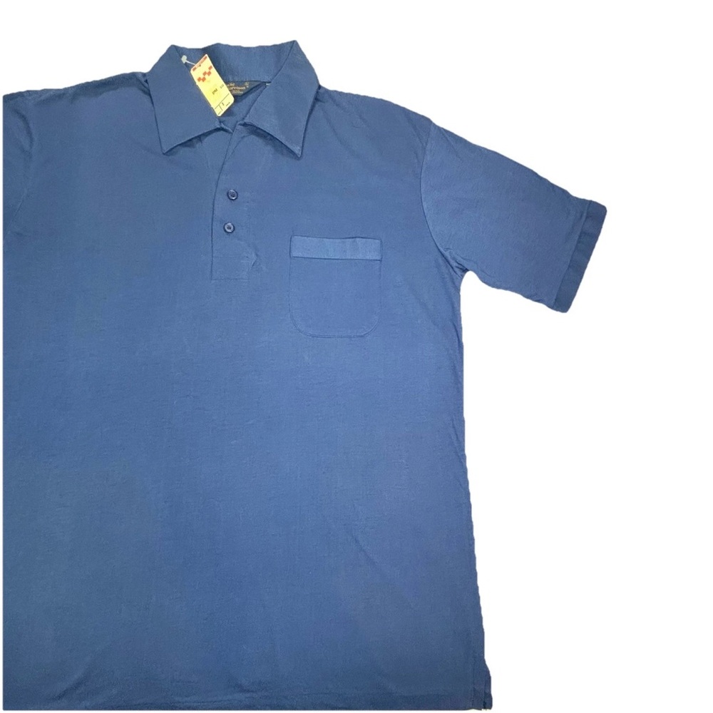 Vintage 1970s‎ disco shirt  Polo Shirt Men’s Large Blue David Harrison